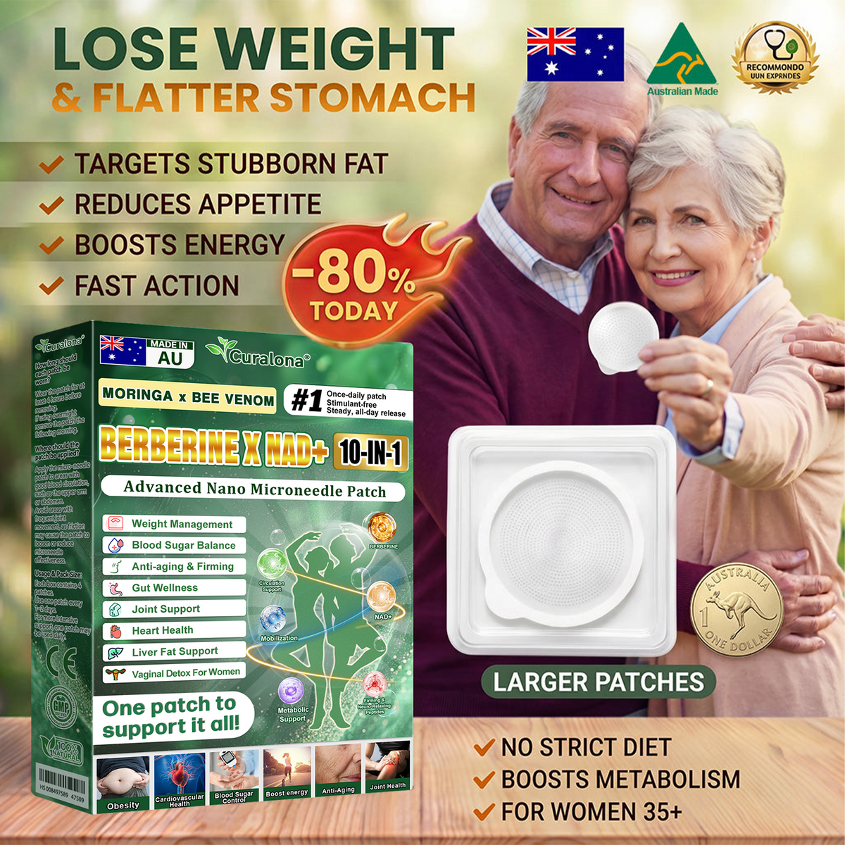 Official AUS Store 🇦🇺  | 🧑‍⚕️🩺 𝗖𝘂𝗿𝗮𝗹𝗼𝗻𝗮® Moringa · Berberine × NAD+ 𝟏𝟎-𝐢𝐧-𝟏 𝐀𝐝𝐯𝐚𝐧𝐜𝐞𝐝 𝐍𝐚𝐧𝐨 𝐌𝐢𝐜𝐫𝐨𝐧𝐞𝐞𝐝𝐥𝐞 𝐏𝐚𝐭𝐜𝐡 — 𝐎𝐧𝐜𝐞 𝐃𝐚𝐢𝐥𝐲, 𝐕𝐢𝐬𝐢𝐛𝐥𝐞 𝐑𝐞𝐬𝐮𝐥𝐭𝐬 𝐢𝐧 𝟕 𝐃𝐚𝐲𝐬