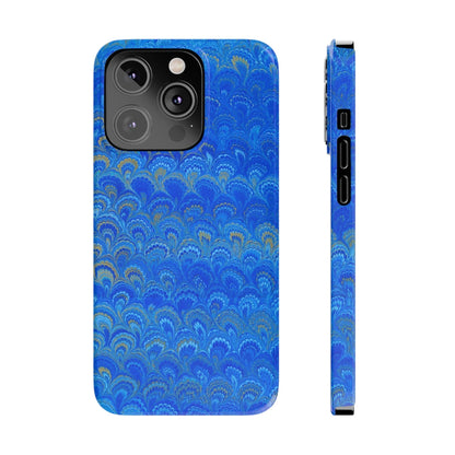 Blue Marbled Design, Italy Feather Phone Case, Multi-Color, Slim Phone Cases, Case-Mate IPHONE16 and all sizes
