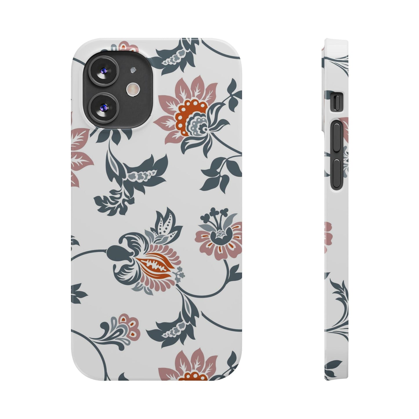 Pink and Green Flower Pattern, Floral Slim Phone Cases, Case-Mate IPHONE16 and all sizes