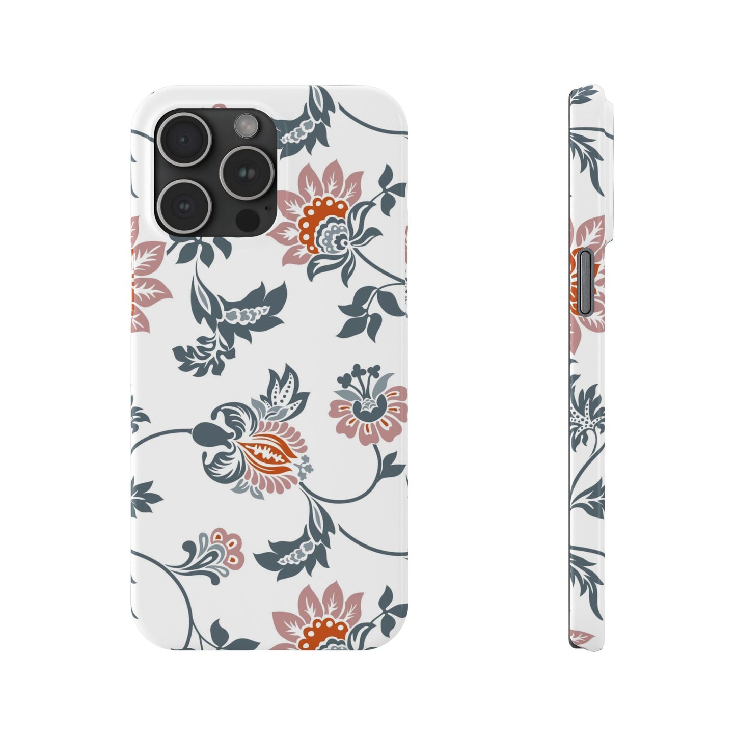 Pink and Green Flower Pattern, Floral Slim Phone Cases, Case-Mate IPHONE16 and all sizes