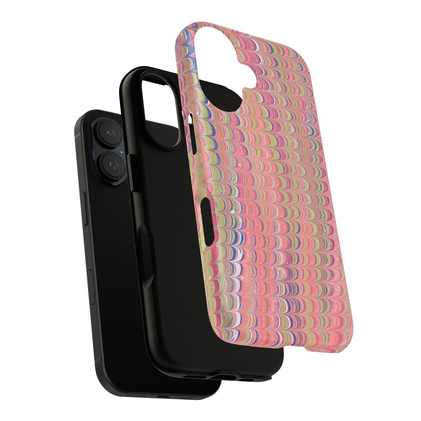 Pink Pastels Feather Marbled Vintage Design iPhone 16 + Samsung + Apple + Google - 2 finishes