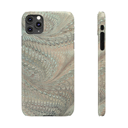 Marbled VIntage Design, Italian Feather Phone Case, Green Hues, Mint, Beige, Neutrals, Slim Phone Cases, IPHONE16 and all sizes