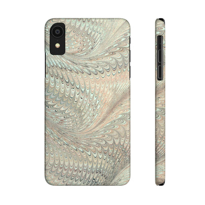 Marbled VIntage Design, Italian Feather Phone Case, Green Hues, Mint, Beige, Neutrals, Slim Phone Cases, IPHONE16 and all sizes