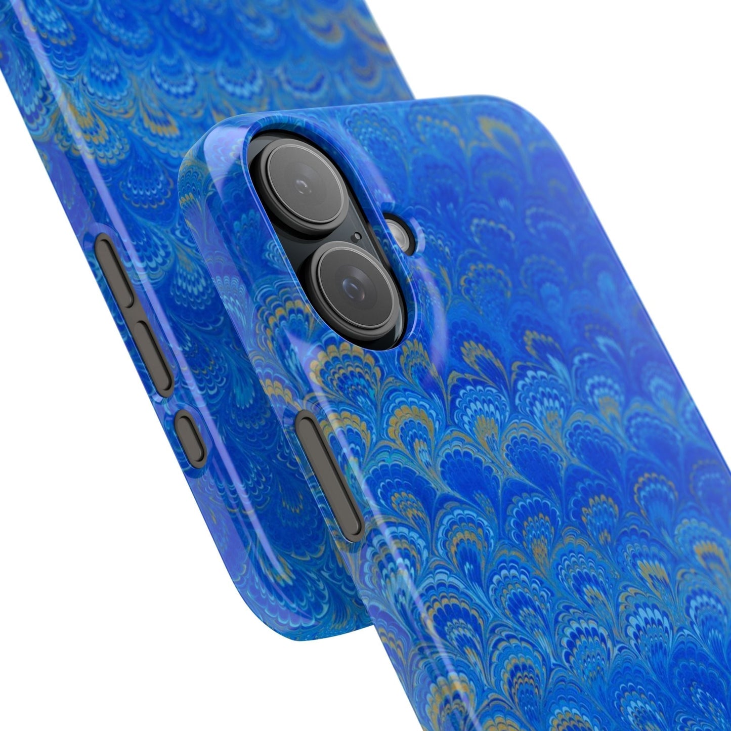 Blue Marbled Design, Italy Feather Phone Case, Multi-Color, Slim Phone Cases, Case-Mate IPHONE16 and all sizes