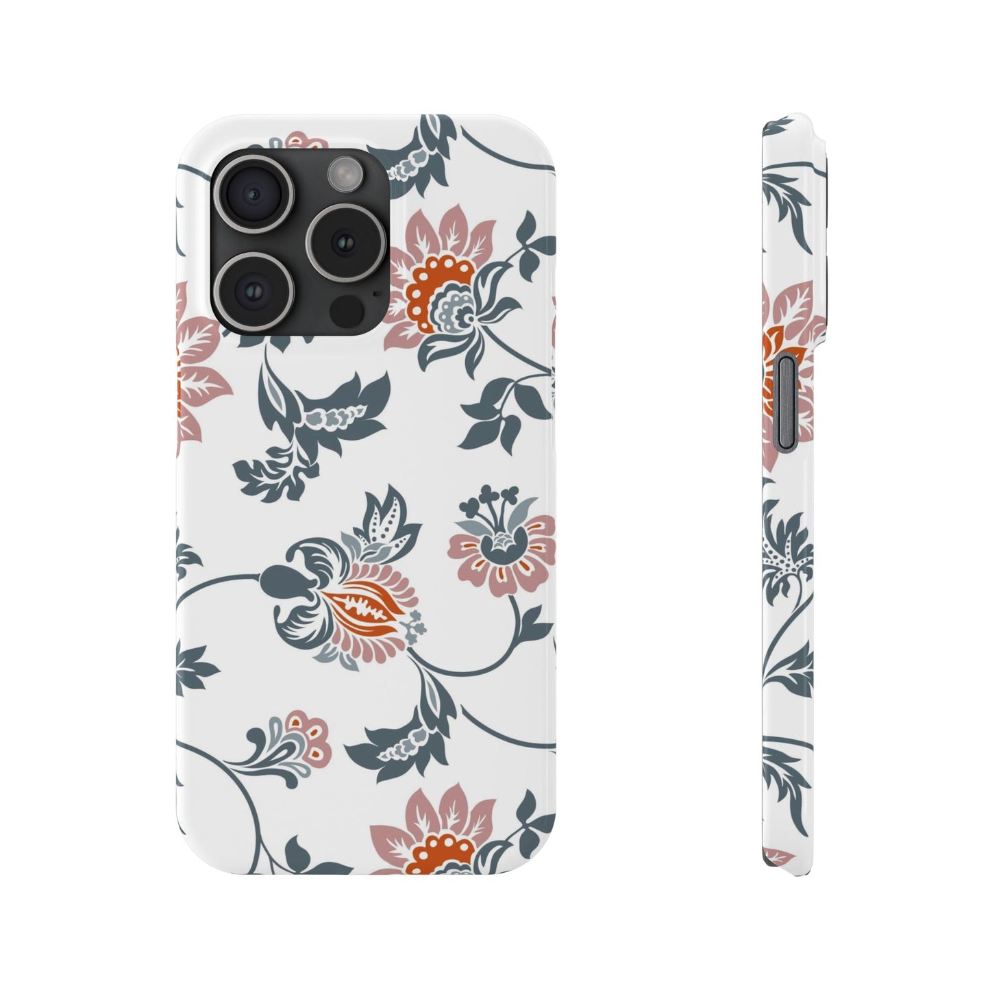 Pink and Green Flower Pattern, Floral Slim Phone Cases, Case-Mate IPHONE16 and all sizes