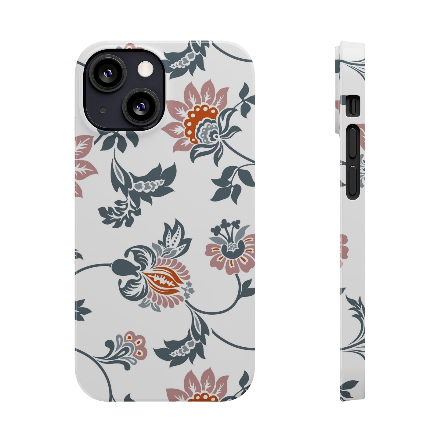 Pink and Green Flower Pattern, Floral Slim Phone Cases, Case-Mate IPHONE16 and all sizes
