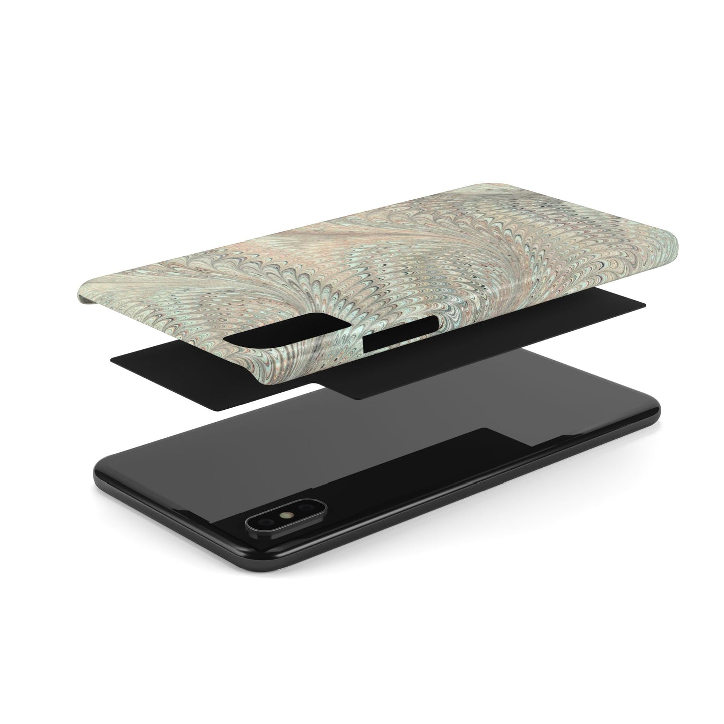 Marbled VIntage Design, Italian Feather Phone Case, Green Hues, Mint, Beige, Neutrals, Slim Phone Cases, IPHONE16 and all sizes