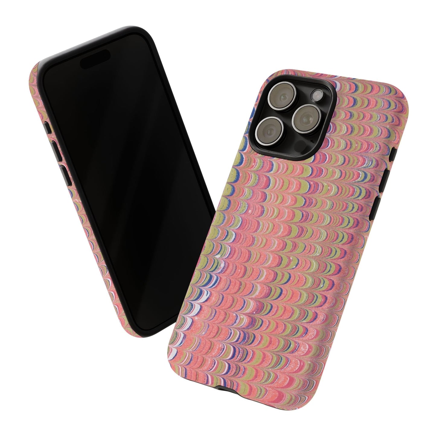 Pink Pastels Feather Marbled Vintage Design iPhone 16 + Samsung + Apple + Google - 2 finishes