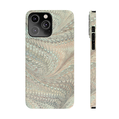 Marbled VIntage Design, Italian Feather Phone Case, Green Hues, Mint, Beige, Neutrals, Slim Phone Cases, IPHONE16 and all sizes
